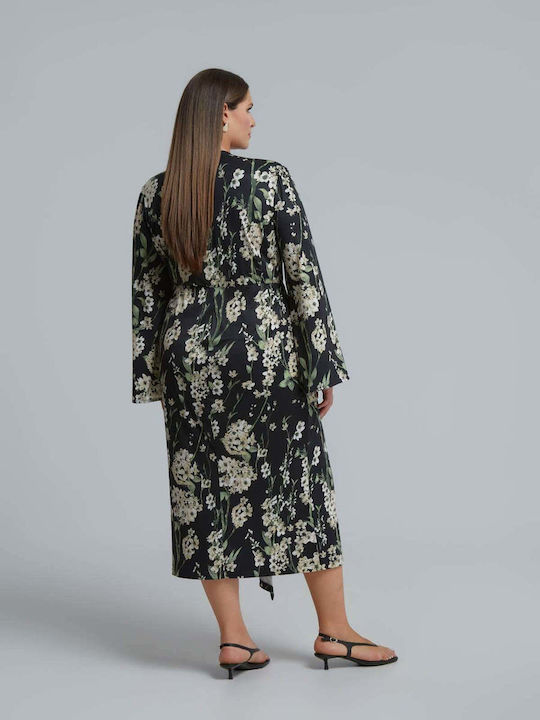 Summer Midi Evening Shirt Dress Drape Black