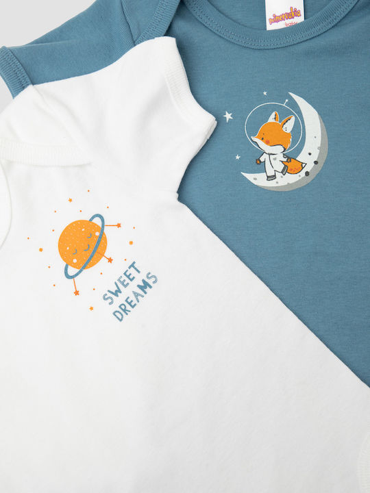 Minerva Dreams Baby-Strampler Blau Pastell-Weiß 2 Stück