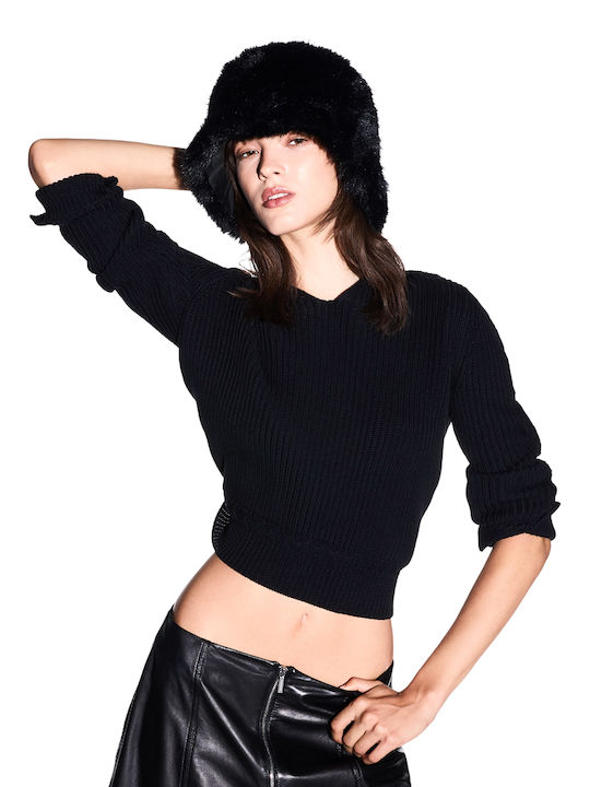 Armani Exchange Women's Furry Bucket Hat Black