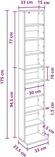 vidaXL Floor CD Case 33x23.5x175cm