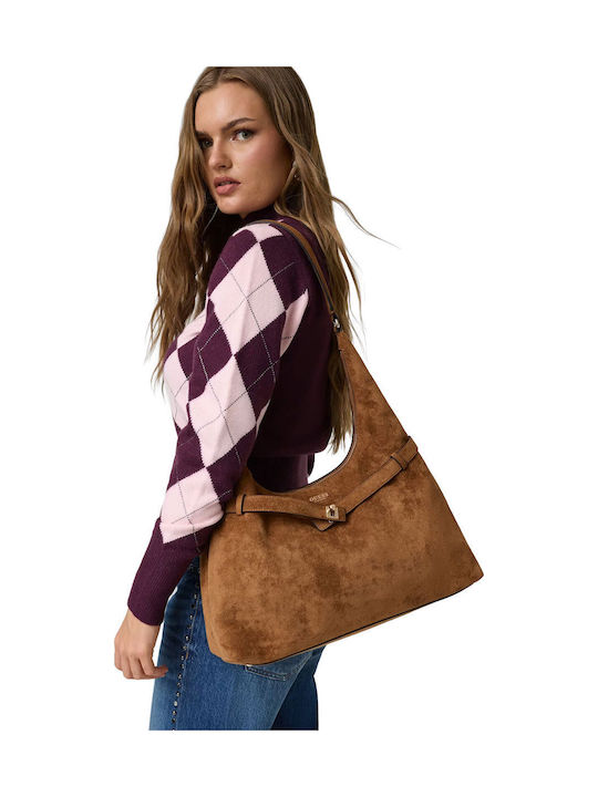 Guess Logo Γυναικεία Hobo Τσάντα Suede