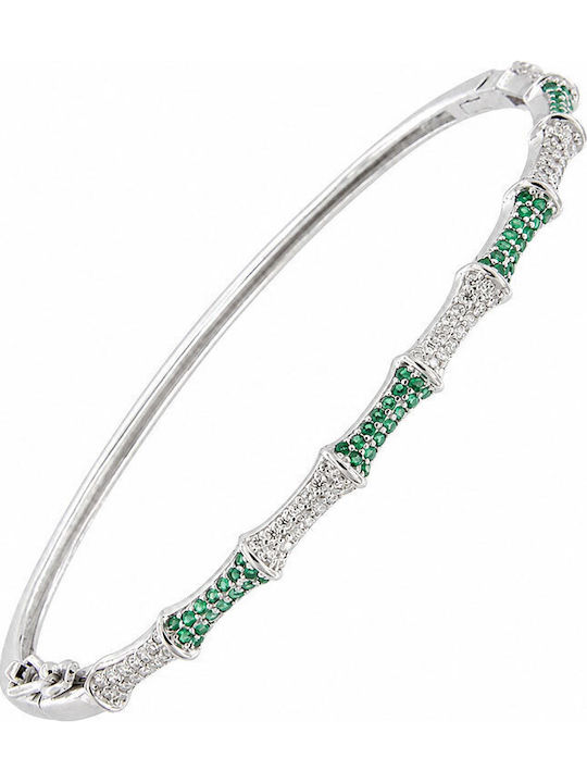 Ios Women's Silver Handcuff Bracelet with Zircon 18cm