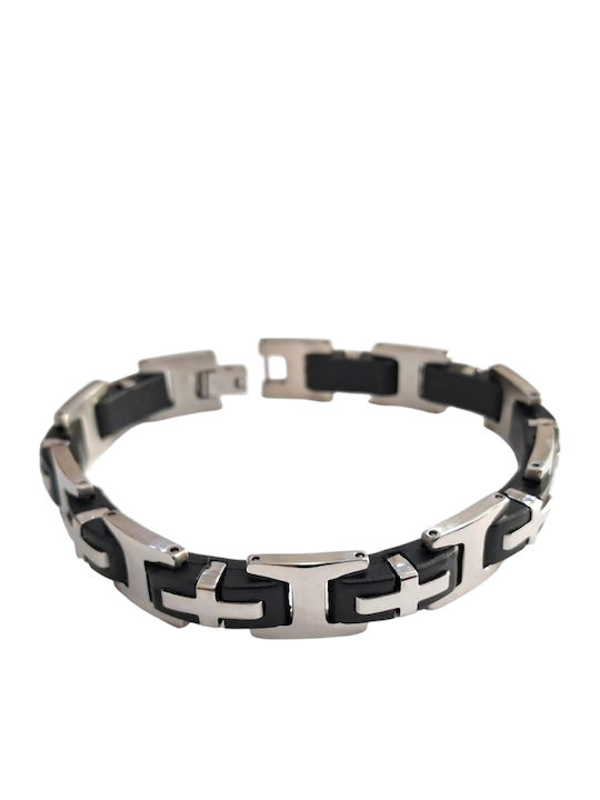 Kalliopi Silver Мъжка Гривна с Дизайн Кръст от Стомана 23см