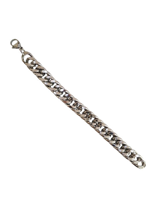 Kalliopi Silver Men's Steel Chain Bracelet with Diamond 20cm