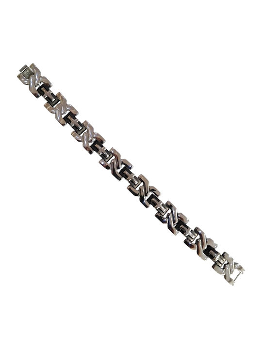 Kalliopi Silver Ανδρικό Βραχιόλι με σχέδιο Σταυρό από Ατσάλι 22cm