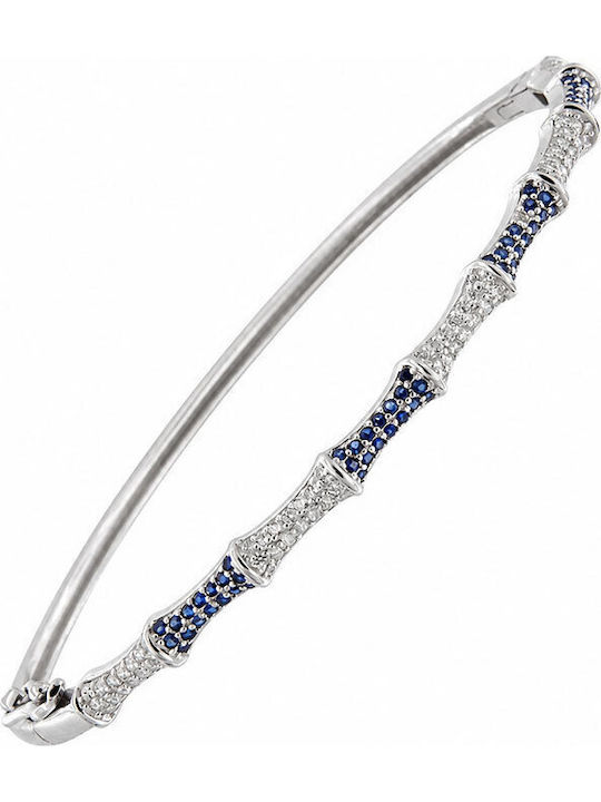 Ios Women's Silver Handcuff Bracelet with Zircon 18cm