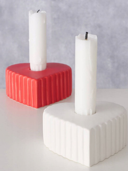 Boltze Kerzenhalter Keramik in Roter Farbe 4x9cm