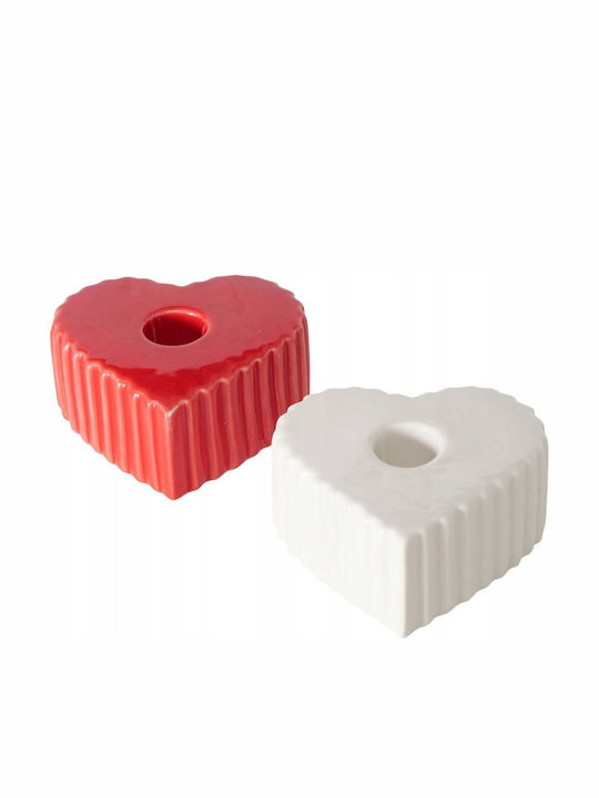 Boltze Kerzenhalter Keramik in Roter Farbe 4x9cm
