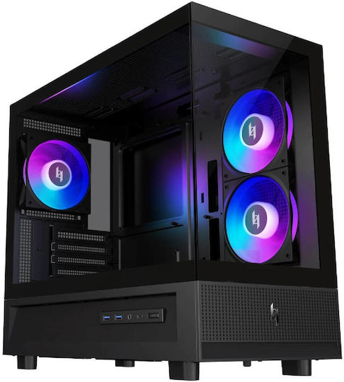 GameMax NEX C31 BK Gaming Mini Tower Computer Case with Side Window and ARGB Lighting Black