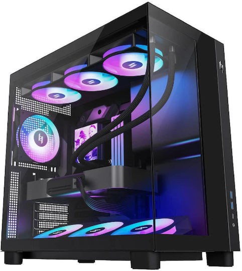 GameMax NEX C53 BK Gaming Midi Tower Computer Case with Side Window and ARGB Lighting Black