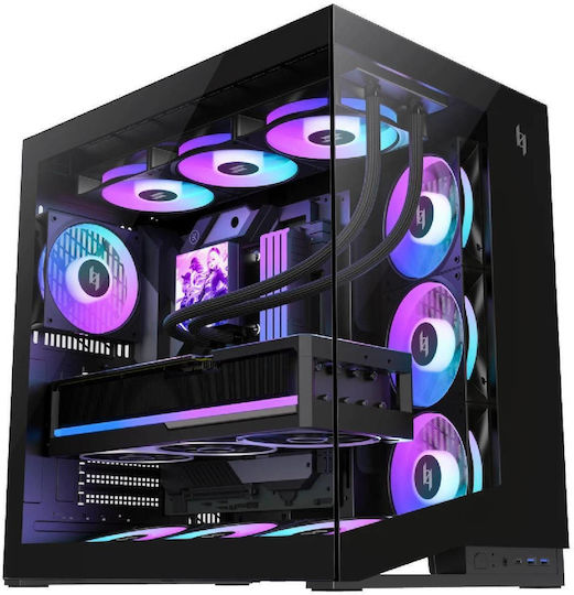 GameMax NEX C56 BK Gaming Midi Tower Computer Case with Side Window and ARGB Lighting Black