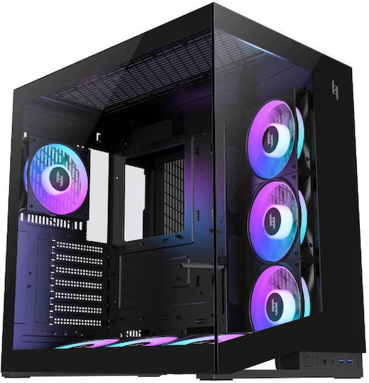 GameMax NEX C56 BK Gaming Midi Tower Computer Case with Side Window and ARGB Lighting Black