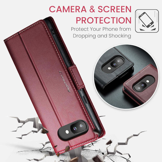 Caseme 023 Google Pixel 9a RFID Wallet Leather Case Red