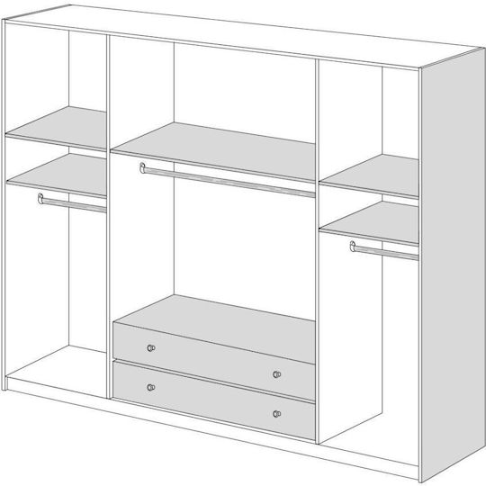 Dulap Patru Uși Cu Loft Latte 202x60x233cm