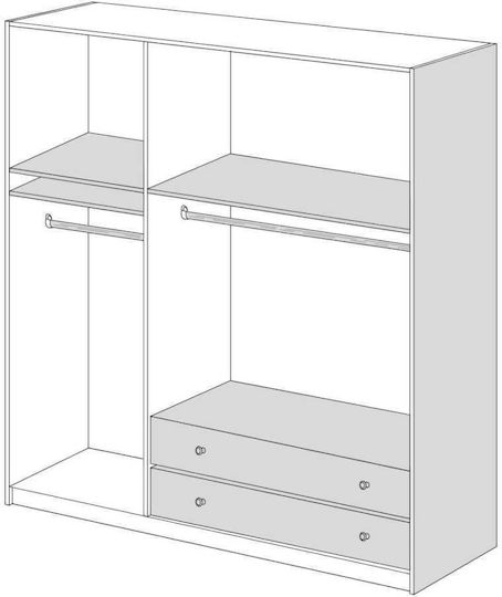 Τρίφυλλη Ντουλάπα με Πατάρι 152x60x233cm Καρυδί