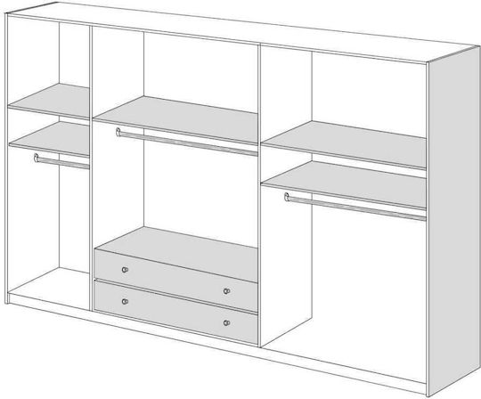 Πεντάφυλλη Ντουλάπα με Πατάρι 252x60x233cm Σταχτί Πεντάφυλλη Ντουλάπα με Πατάρι 252x60x233cm Σταχτί