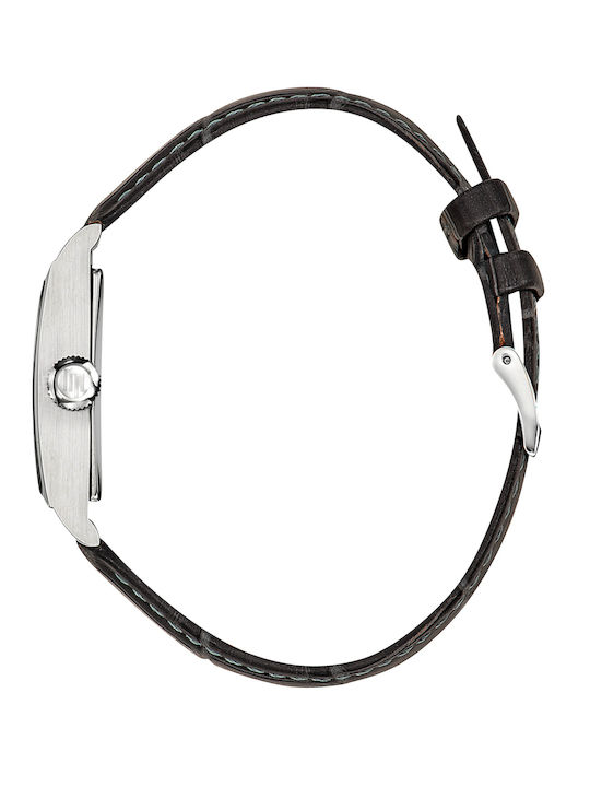 Lip Watches Churchill Мъжки Часовник 21.2mm На Батерия с Сива Кожена Каишка