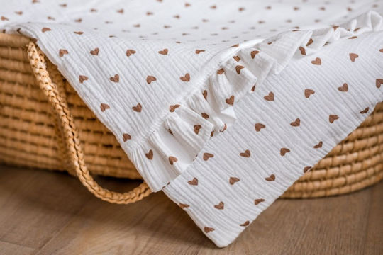 Pulp Bamboo Musselin Wickelunterlage Baby Bettdecke Bambus 80x100cm Herzen