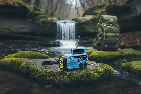 Blaupunkt 1386777 Retro Handheld Radio Solar mit USB Blau