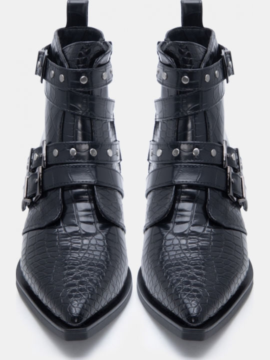 Women's Ankle Boots Cowboy with Medium Heel Black