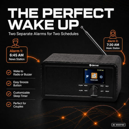 Denver DIR-200 Tabletop Battery Radio DAB+ with Bluetooth