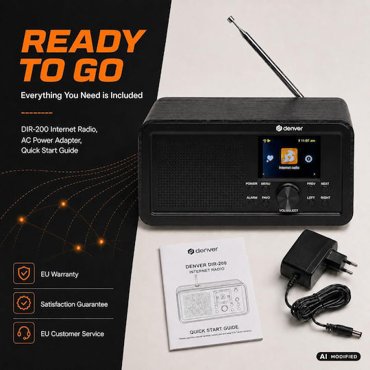 Denver DIR-200 Tabletop Battery Radio DAB+ with Bluetooth