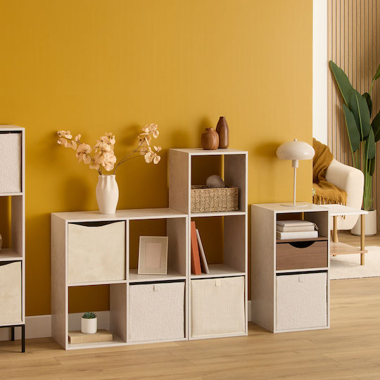 Ecru Bookcase With Travertine Effect 34.5x32x100.5cm