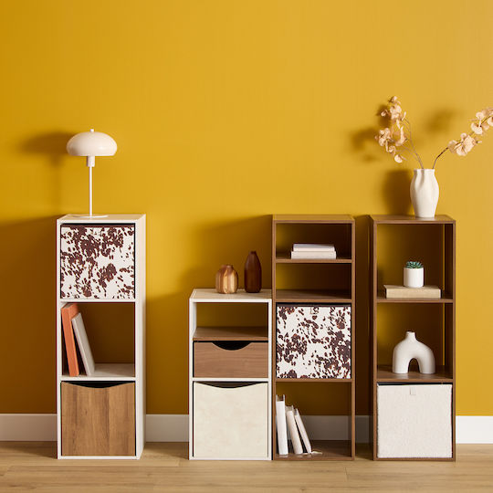 Ecru Bookcase With Travertine Effect 34.5x32x100.5cm