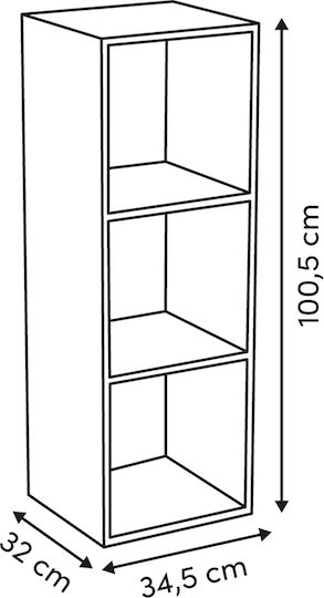 Ecru Bookcase With Travertine Effect 34.5x32x100.5cm