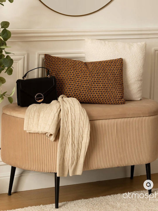 Outdoor Bench Metallic Beige with Chest and Cushions 100x40x53cm