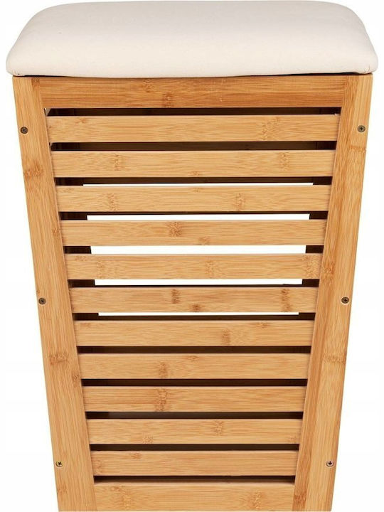 Wenko Laundry Basket Bamboo 80lt with Cap Brown