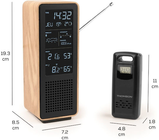Thomson WS102TBK Kabellose Wetterstation Digital Tischplatte Schwarz