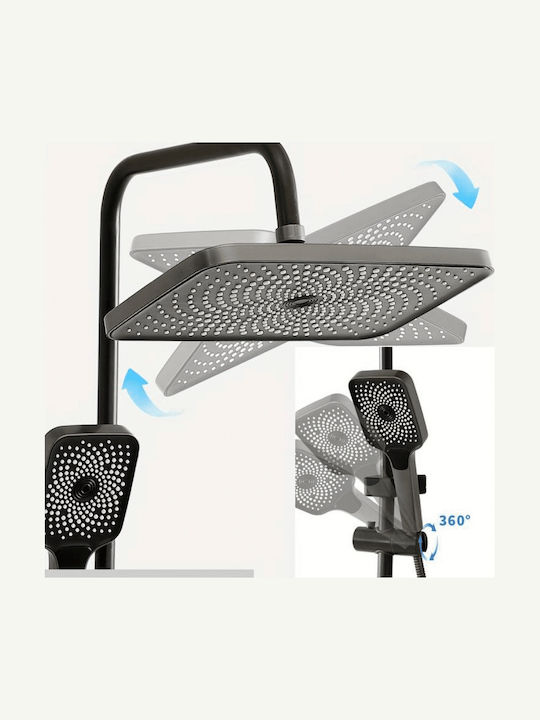 Adjustable Shower Column with Bathtub Mixer Grey