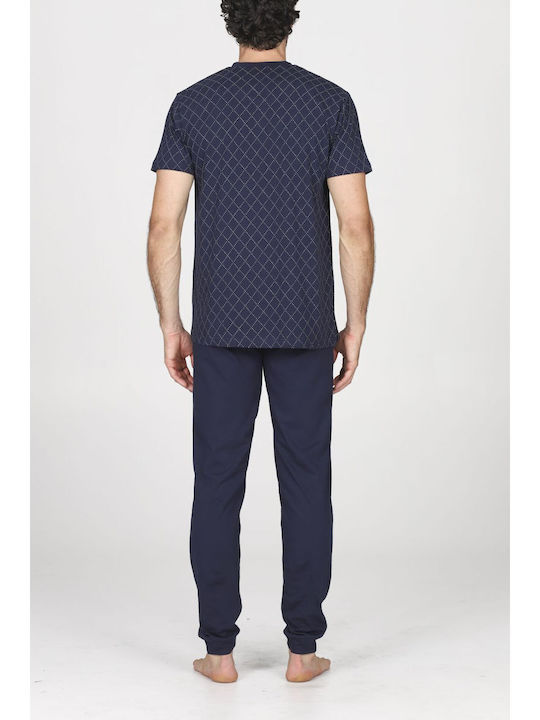 Alpina Sommer Herrenpyjama Hose Blau