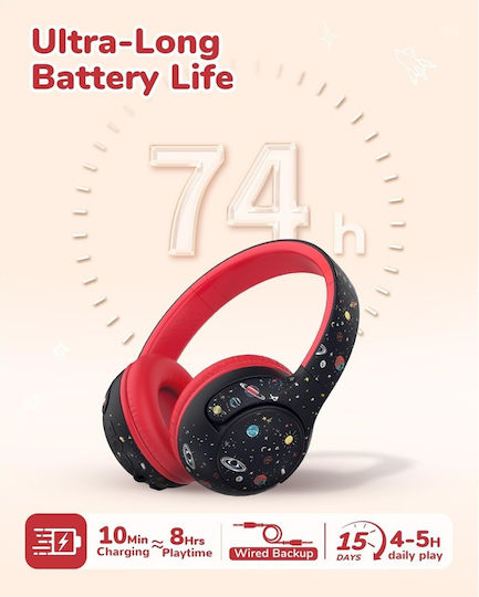 iClever Bth27 Căști Audio Wireless / Cu Fir Pentru Copii On Ear Cu 74 Ore De Autonomie Și Quick Charge Negre
