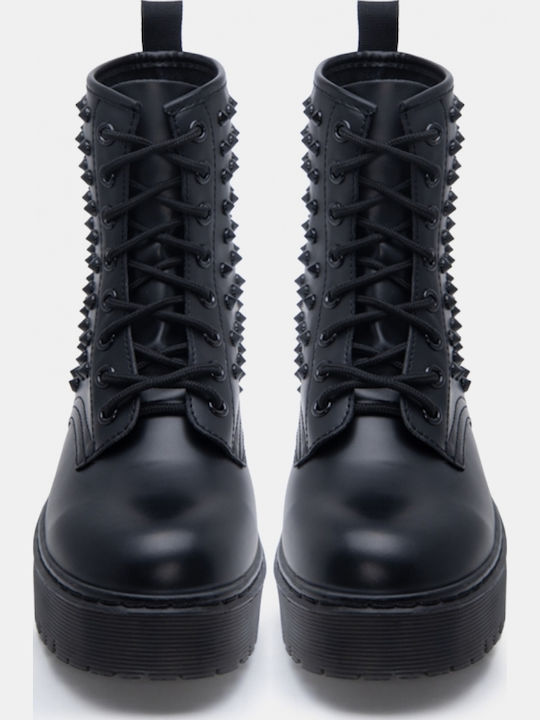 Damen Kampfstiefel Schwarz