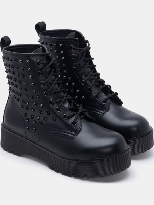 Damen Kampfstiefel Schwarz