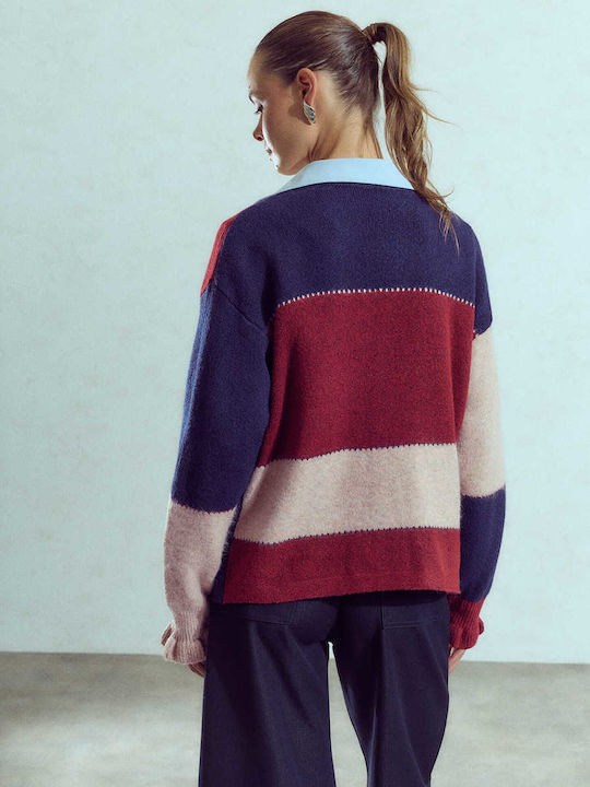 Women's Cardigan Ruffle On Sleeve Burgundy