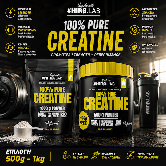 Hiro.Lab 100% Creatină Pură Micronizată Monohidrat Nearomatizată 500gr