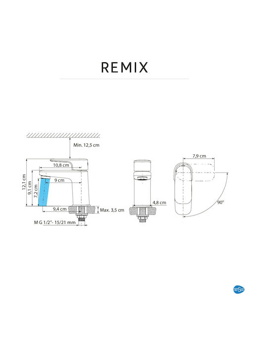 Sensea Remix S baterie amestecare pentru chiuvetă înaltă argintie