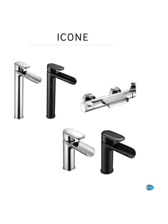 Sensea Icone Cascade Αναμεικτική Μπαταρία Μπανιέρας Μαύρη