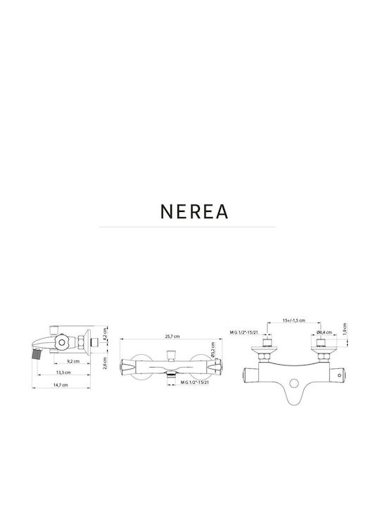 Nerea Baterie Amestecare Pentru Cadă Termostatică Argintie