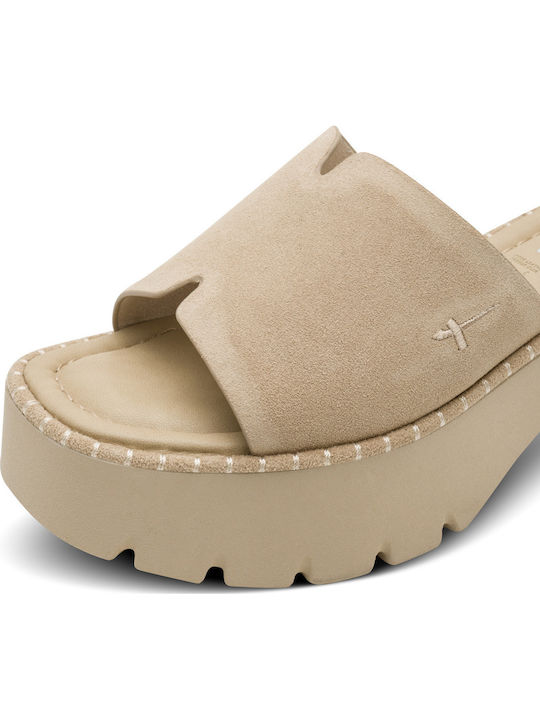 Mules De Piele Cu Toc Gros Înalt Maro Pantofi Mules Dama