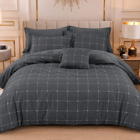 Pucioasa Σετ Διπλή 200x230cm Grey Checkered
