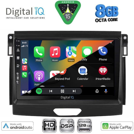 Digital IQ Sistem Audio Auto pentru Ford Ranger 2018-2023 Bluetooth USB Wi-Fi GPS Apple CarPlay Android Auto cu Ecran Tactil 9"
