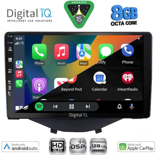 Digital IQ Автомобилна Аудио Система За Toyota Aygo 2014-2024 Bluetooth USB Вграден Wi-Fi GPS Apple CarPlay Android Auto С Touch Screen 9"