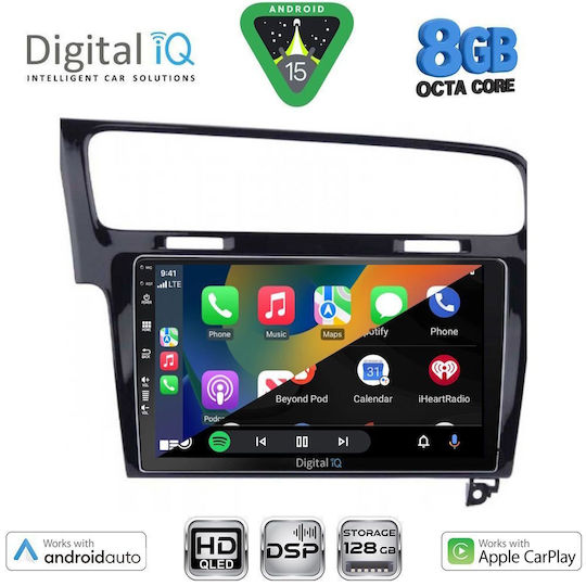Digital IQ Car Audio System for Volkswagen Golf 2013-2020 with Clima (Bluetooth/USB/WiFi/GPS/Apple CarPlay/Android Auto) with 10" Touch Screen