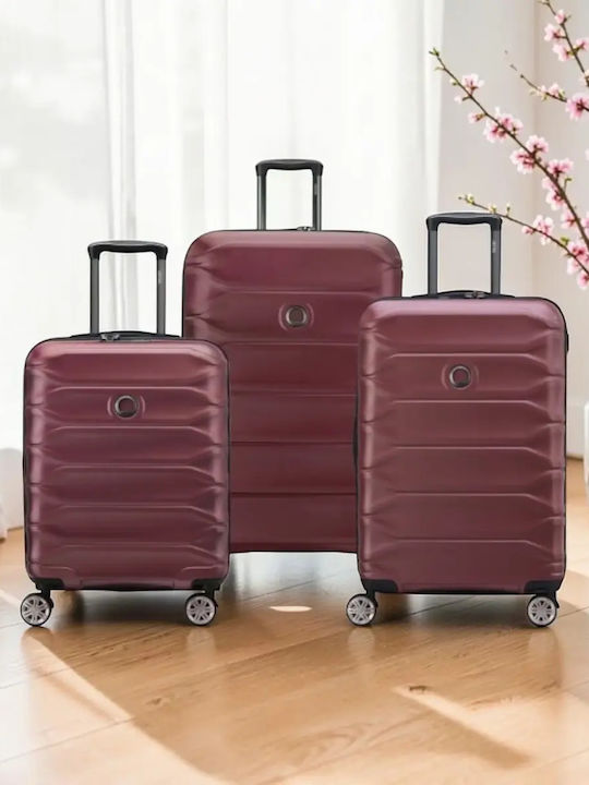 Delsey Meteor Suitcases Hard Burgundy Set 3pcs