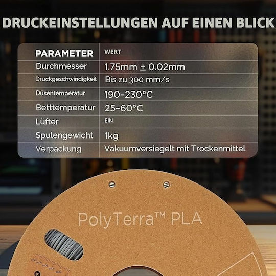 Filament PLA Pentru Imprimantă 3D 1.75mm Gri 1kg