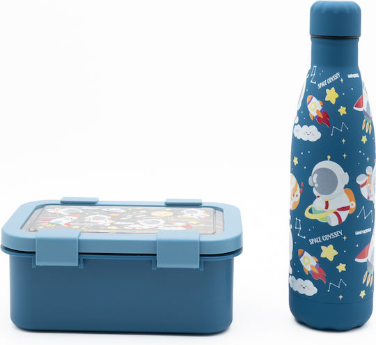 Sidirela Happy Space Astronauts Edelstahl Kinderlebensmittelbehälter 0.5Liter Thermisch Blau
